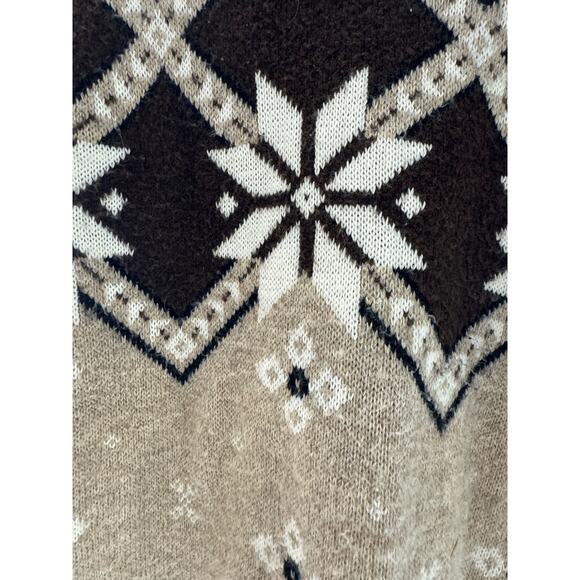 Vintage 1990s USA Acrylic Oversized Sweater Snowflake Winter Size Medium r1 - Picture 3 of 7
